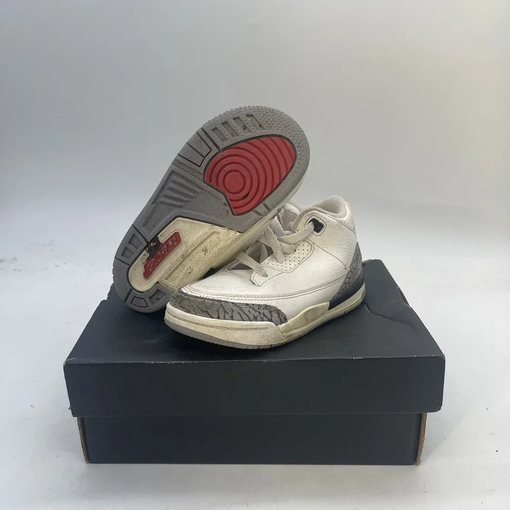 Jordan 3 White Cement Reimagined Shoes Toddler 10C DM0968-100 Box
